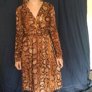 Brown snake print dress